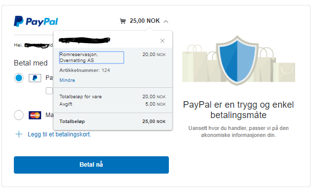 PayPal details